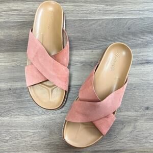 Madewell Leather 2 strap Sandals pink cross platform Size 10